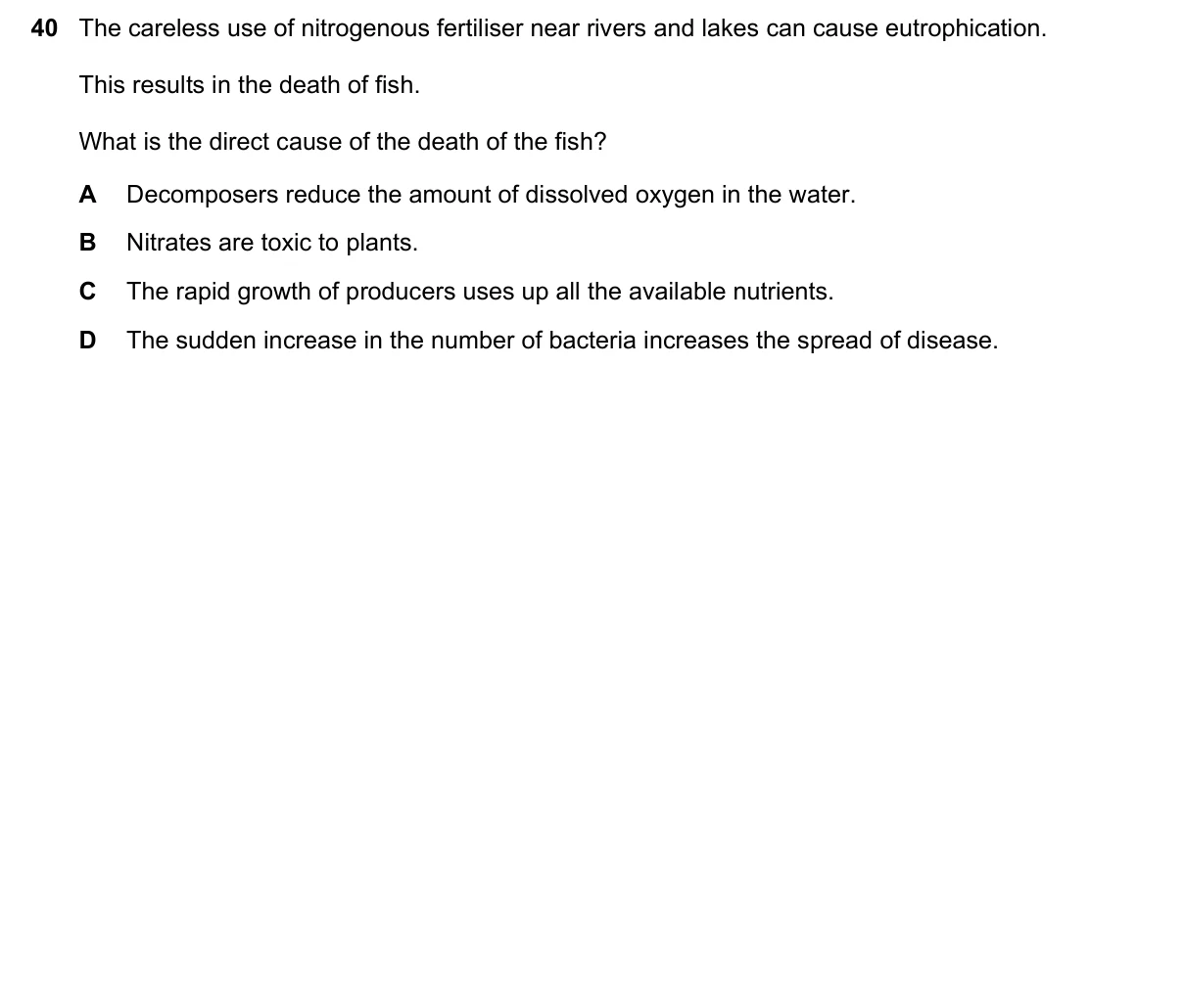 Question 40, March 2016, 0610 Paper 22