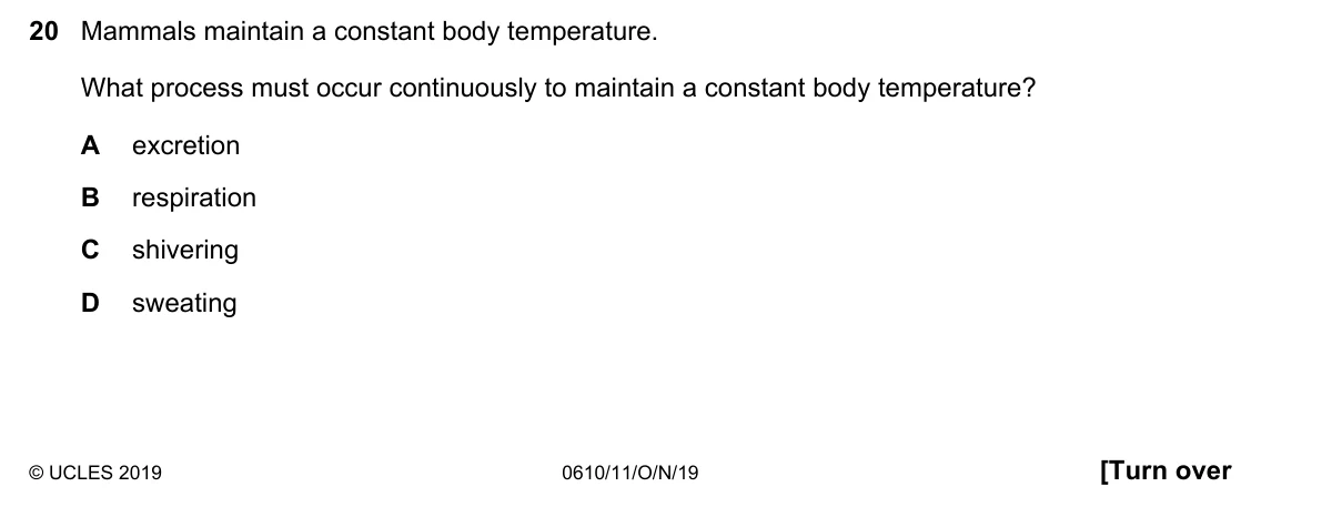 Question 20, November 2019, 0610 Paper 11