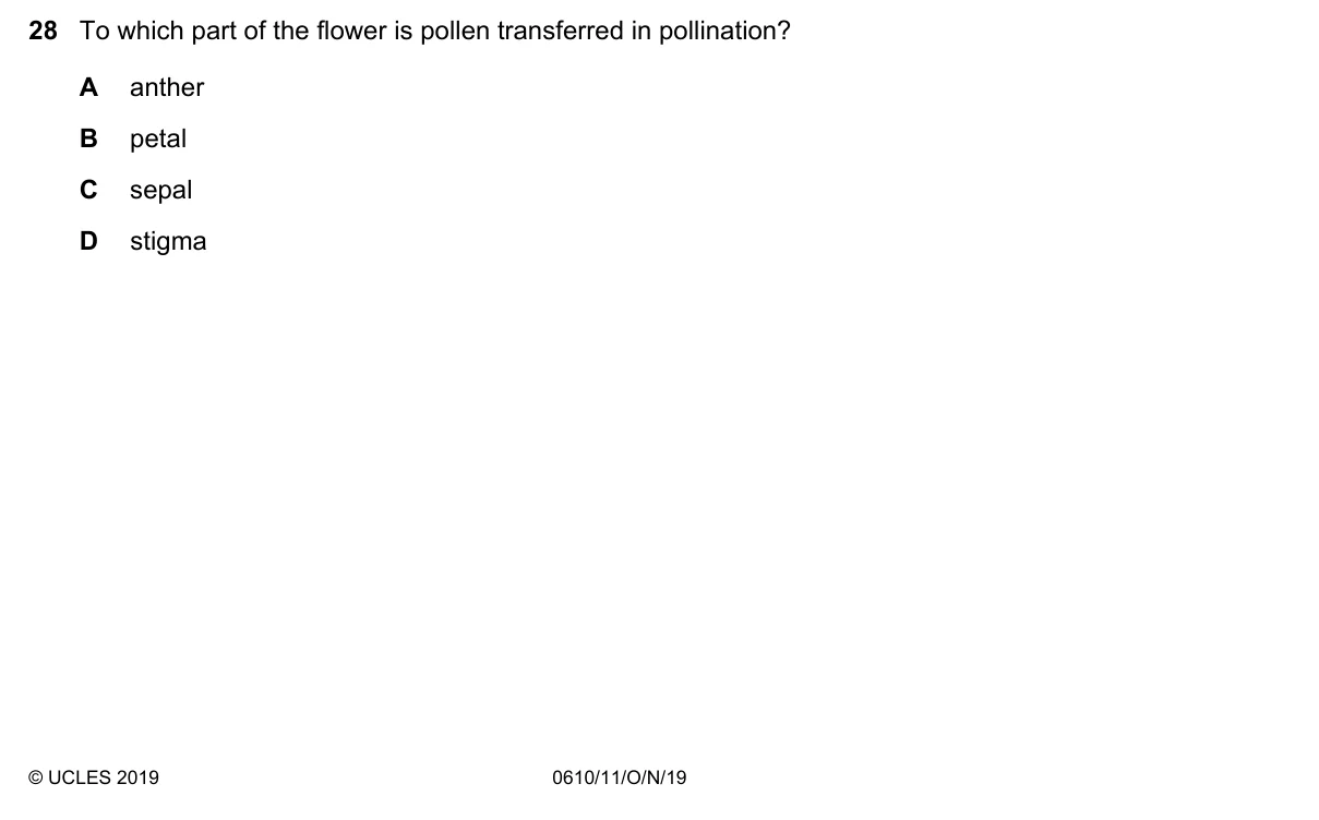 Question 28, November 2019, 0610 Paper 11
