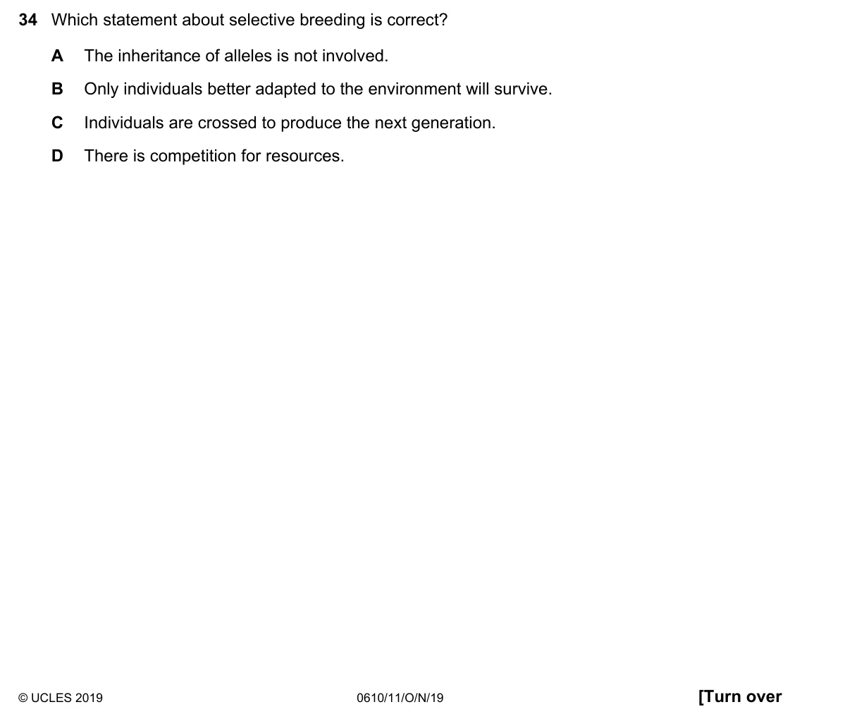 Question 34, November 2019, 0610 Paper 11