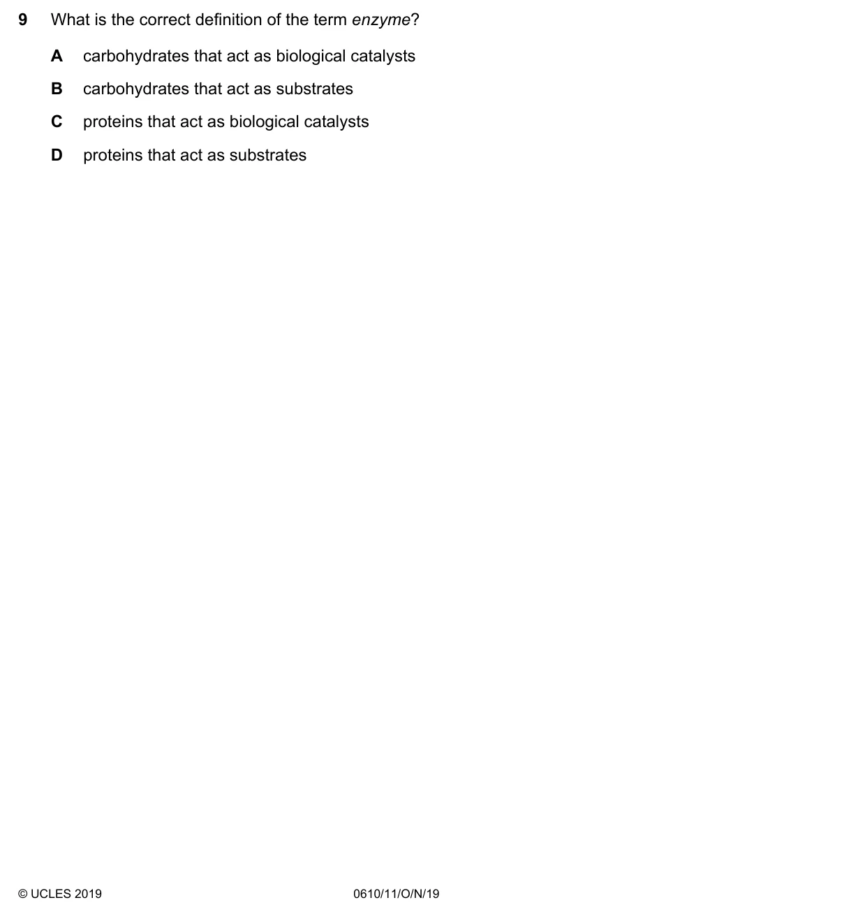 Question 9, November 2019, 0610 Paper 11