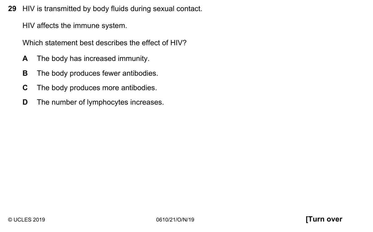 Question 29, November 2019, 0610 Paper 21
