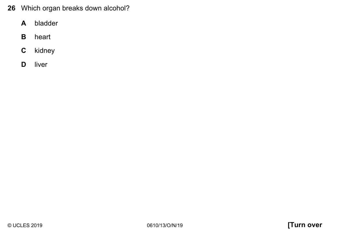 Question 26, November 2019, 0610 Paper 13