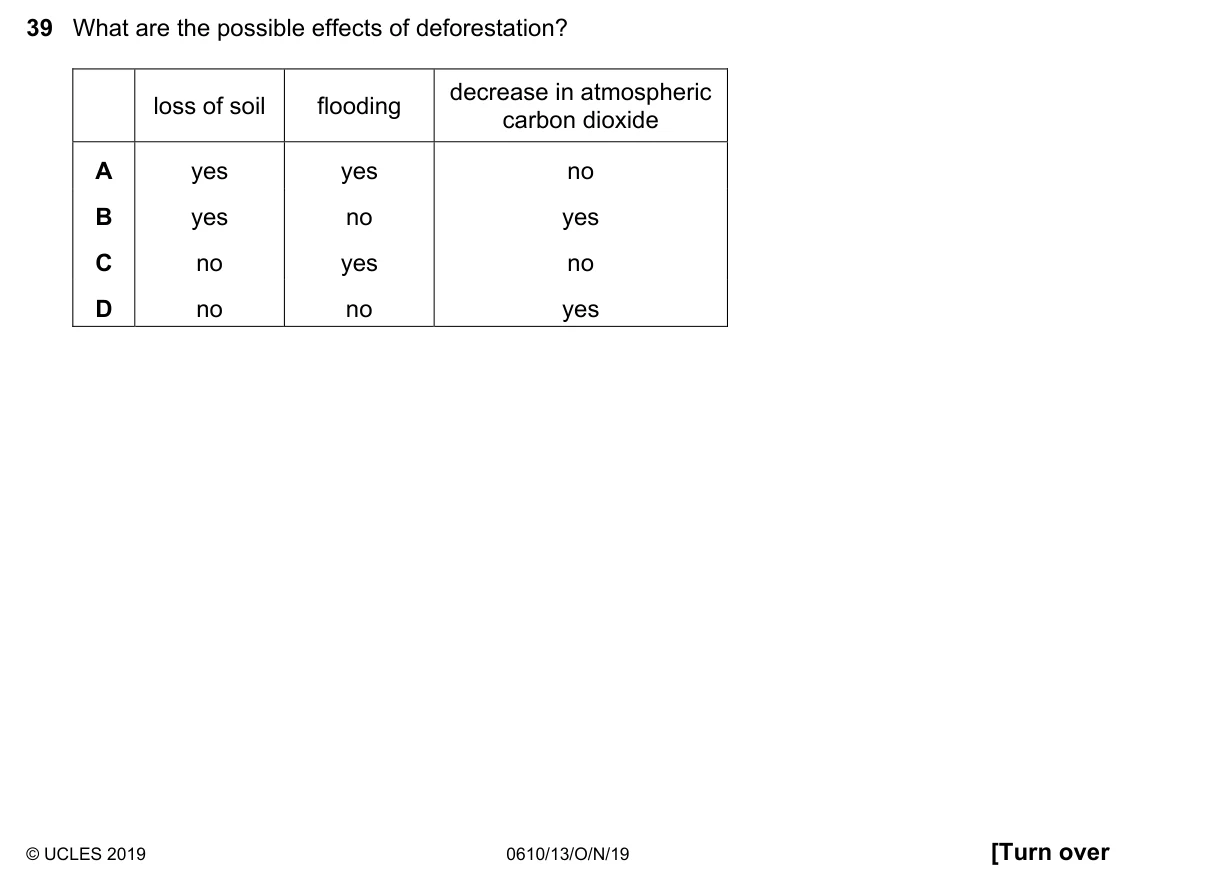 Question 39, November 2019, 0610 Paper 13