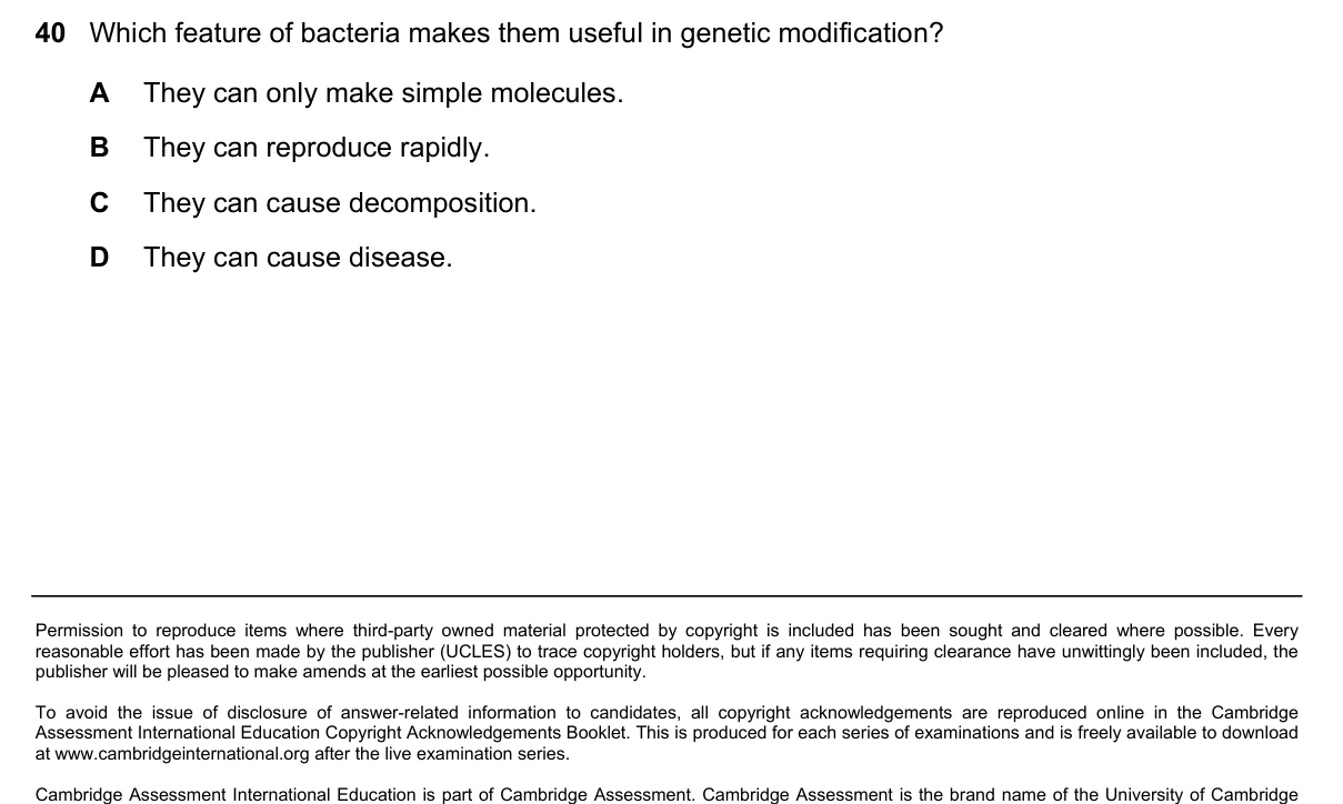 Question 40, March 2023, 0610 Paper 12