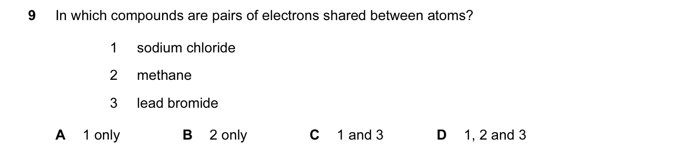 Question 9, June 2010, 0620 Paper 11