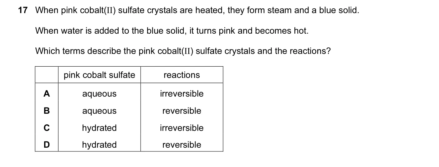 Question 17, June 2010, 0620 Paper 11