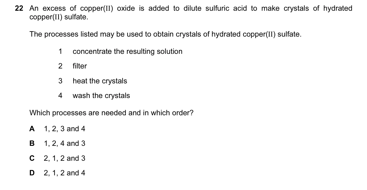 Question 22, June 2010, 0620 Paper 11