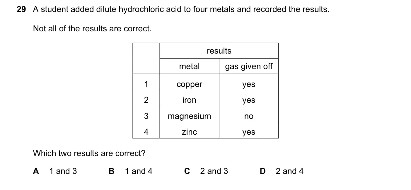 Question 29, June 2010, 0620 Paper 11