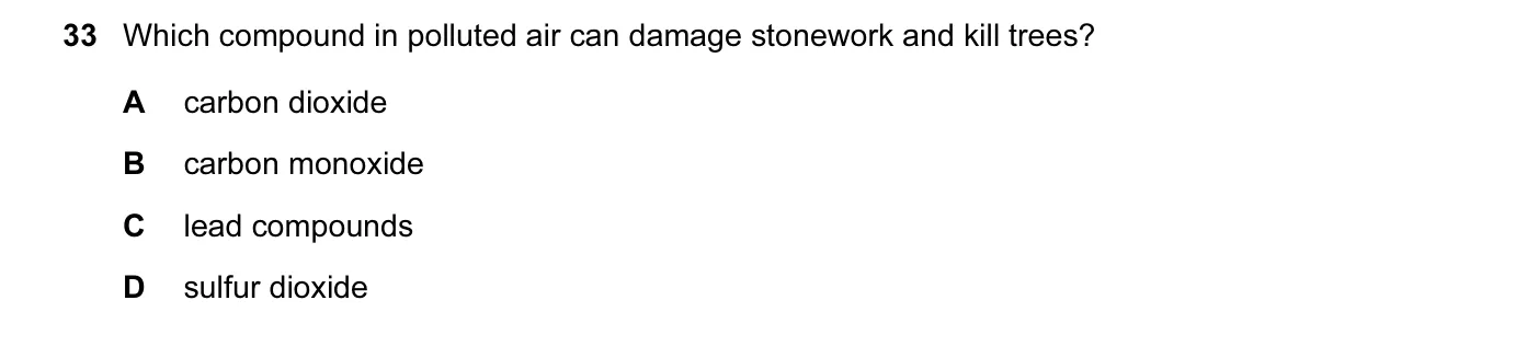 Question 33, June 2010, 0620 Paper 11