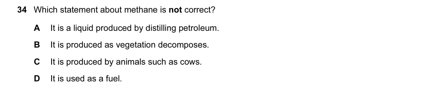 Question 34, June 2010, 0620 Paper 11