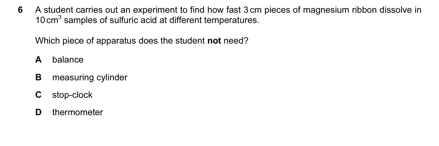 Question 6, June 2010, 0620 Paper 12