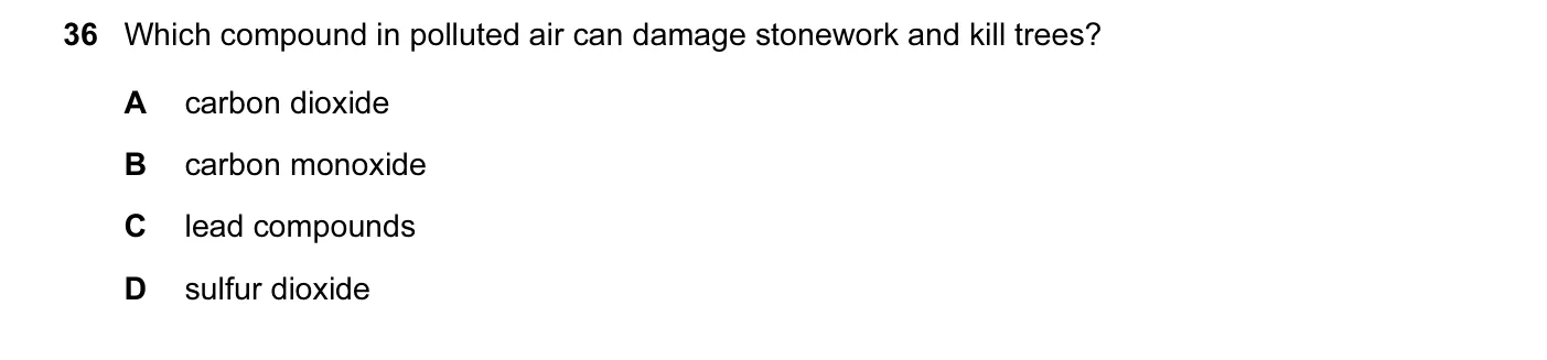 Question 36, June 2010, 0620 Paper 12