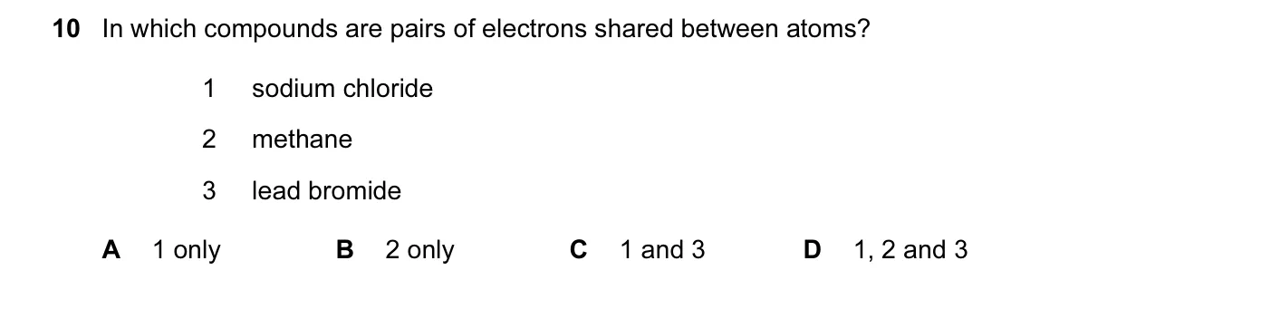 Question 10, June 2010, 0620 Paper 13