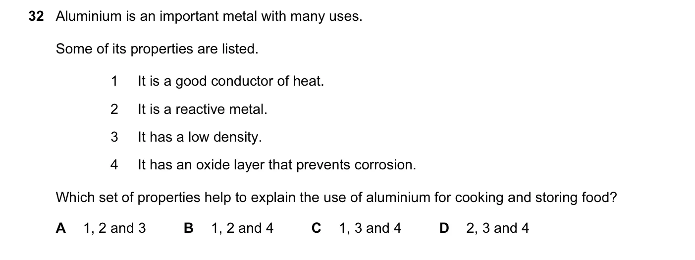 Question 32, June 2010, 0620 Paper 13