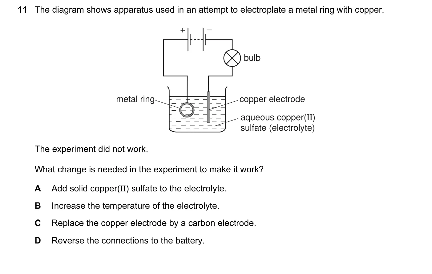 Question 11, November 2010, 0620 Paper 11
