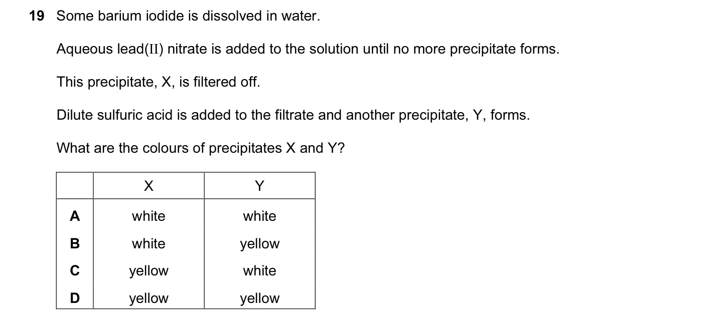 Question 19, November 2010, 0620 Paper 11