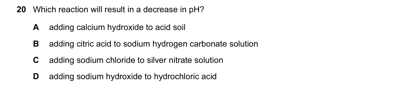 Question 20, November 2010, 0620 Paper 11