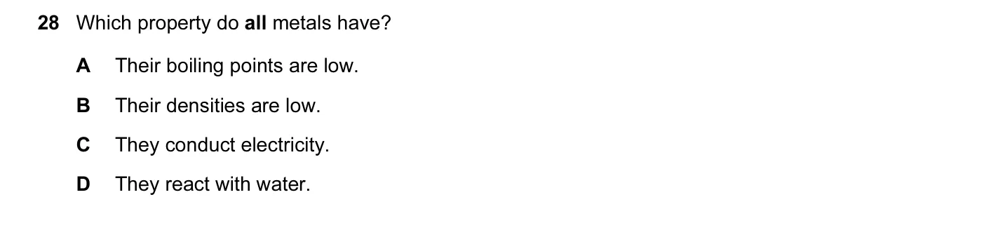 Question 28, November 2010, 0620 Paper 11