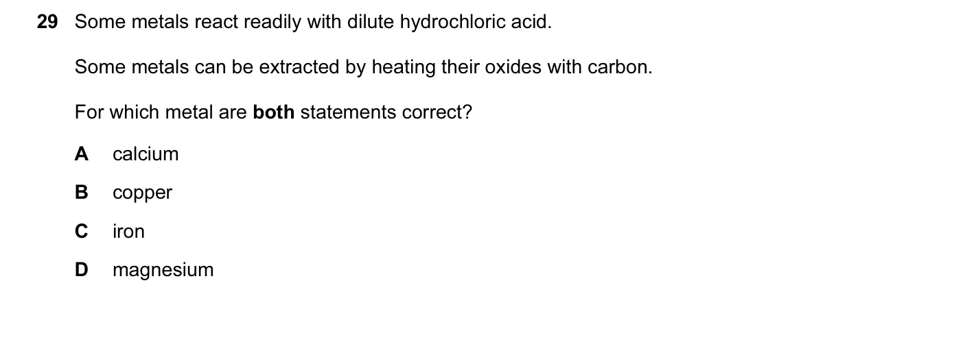 Question 29, November 2010, 0620 Paper 11