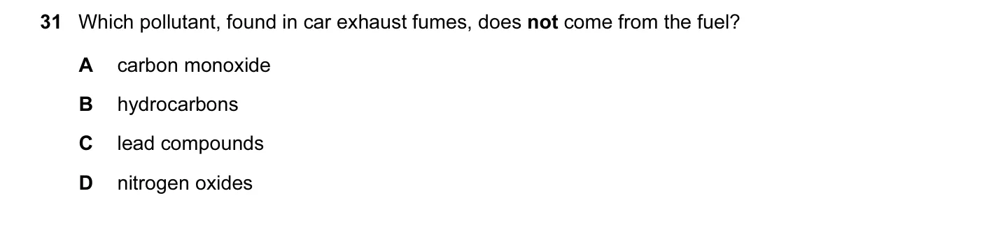 Question 31, November 2010, 0620 Paper 12