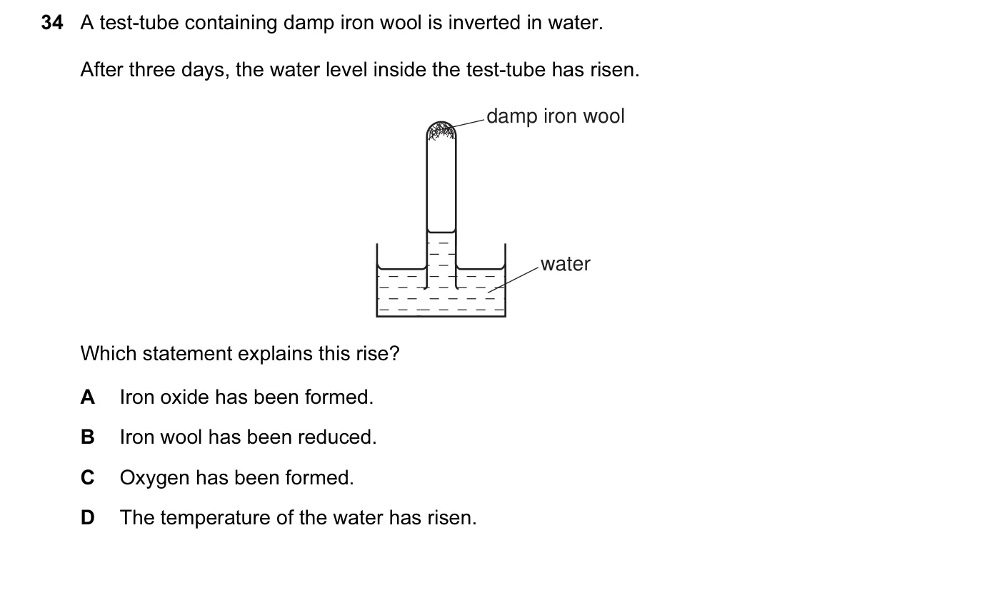 Question 34, November 2010, 0620 Paper 12