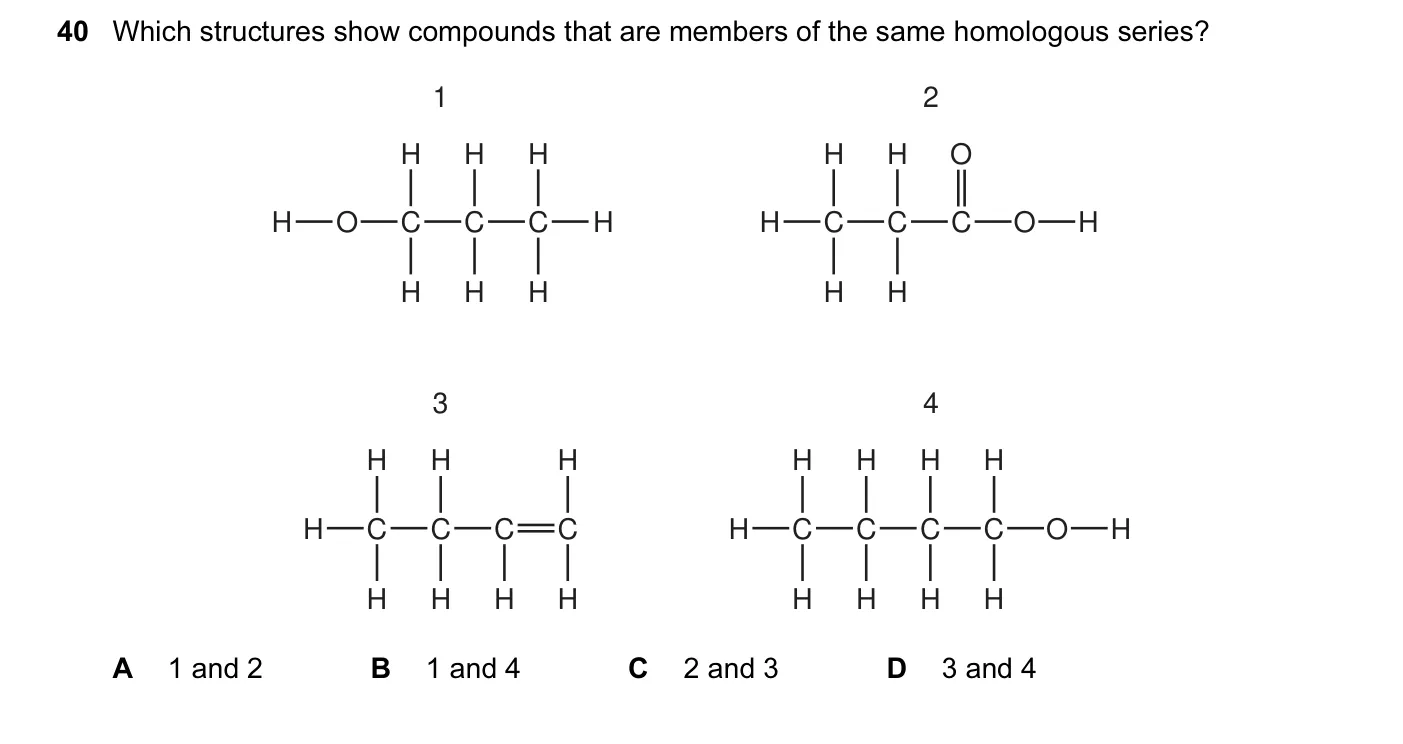 Question 40, November 2010, 0620 Paper 12