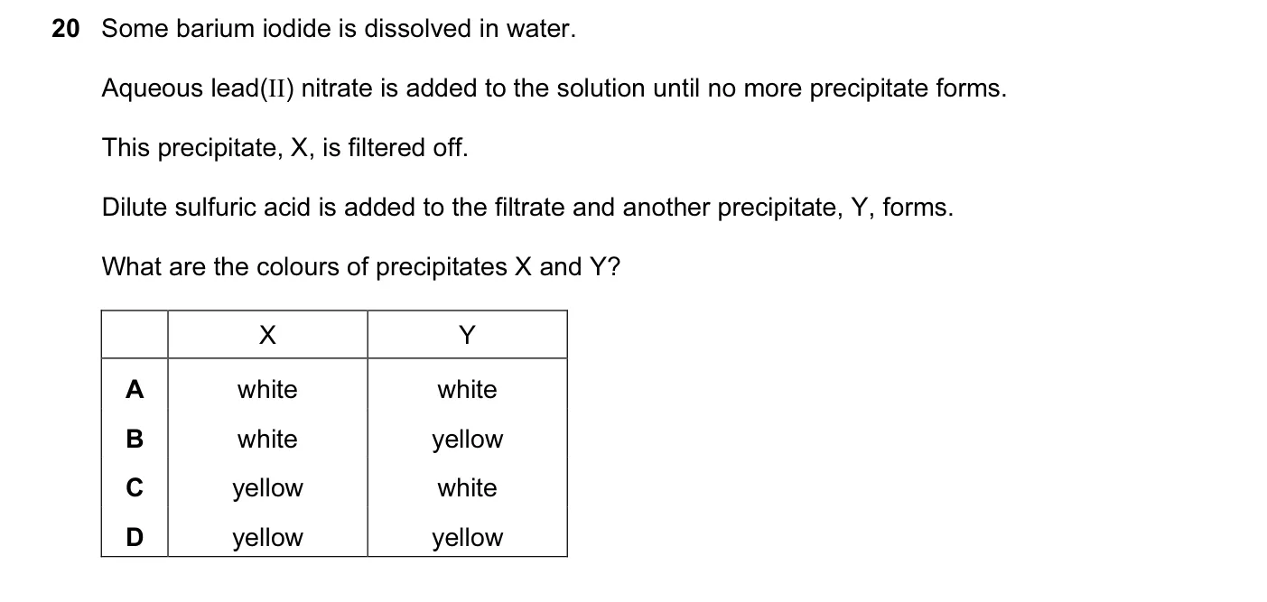 Question 20, November 2010, 0620 Paper 13