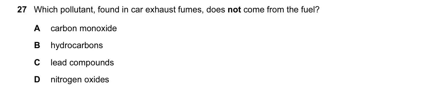 Question 27, November 2010, 0620 Paper 13