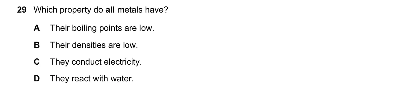 Question 29, November 2010, 0620 Paper 13