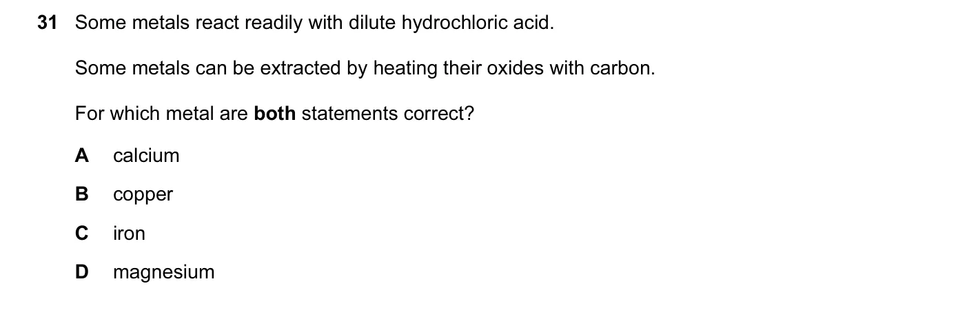 Question 31, November 2010, 0620 Paper 13