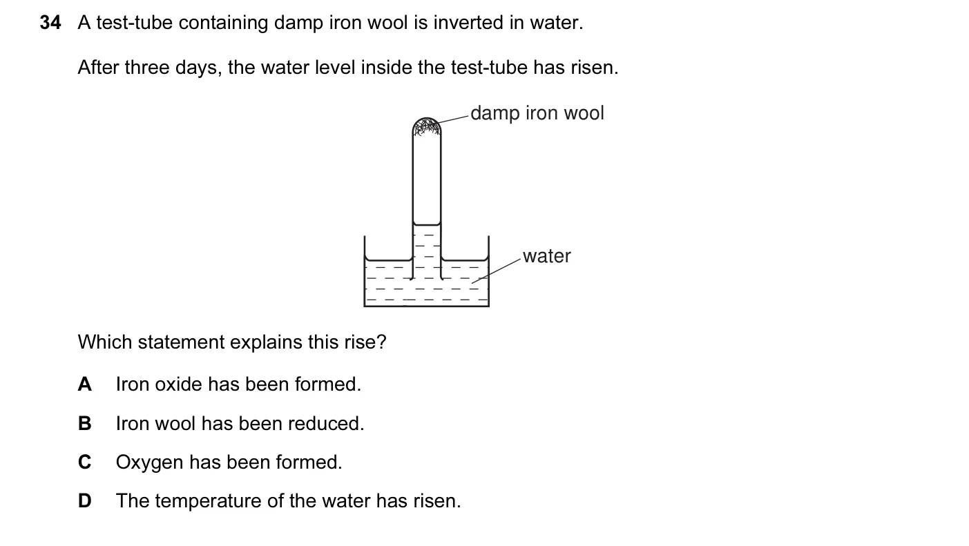 Question 34, November 2010, 0620 Paper 13