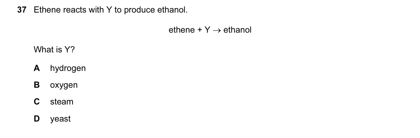 Question 37, November 2010, 0620 Paper 13