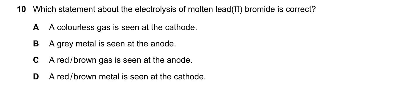 Question 10, June 2011, 0620 Paper 11