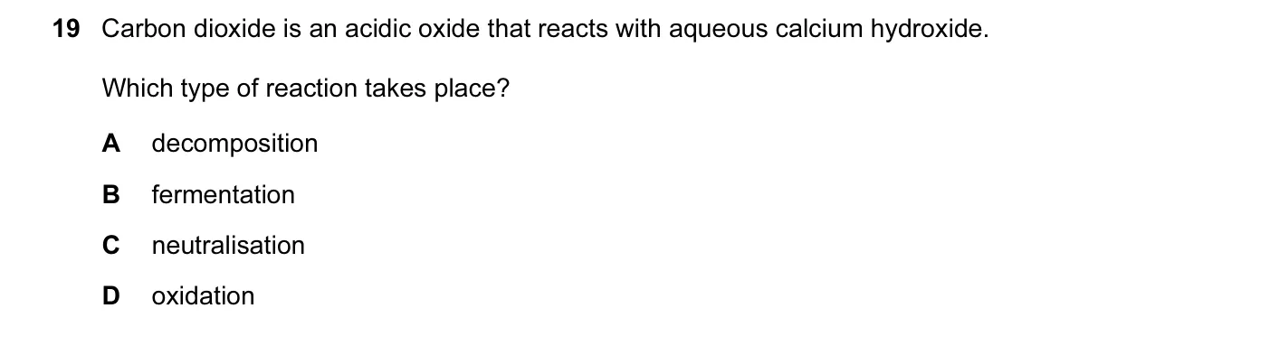 Question 19, June 2011, 0620 Paper 12
