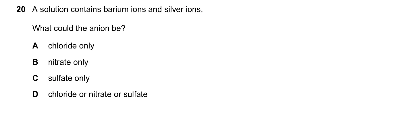 Question 20, June 2011, 0620 Paper 12