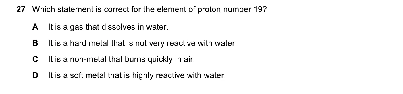 Question 27, June 2011, 0620 Paper 12