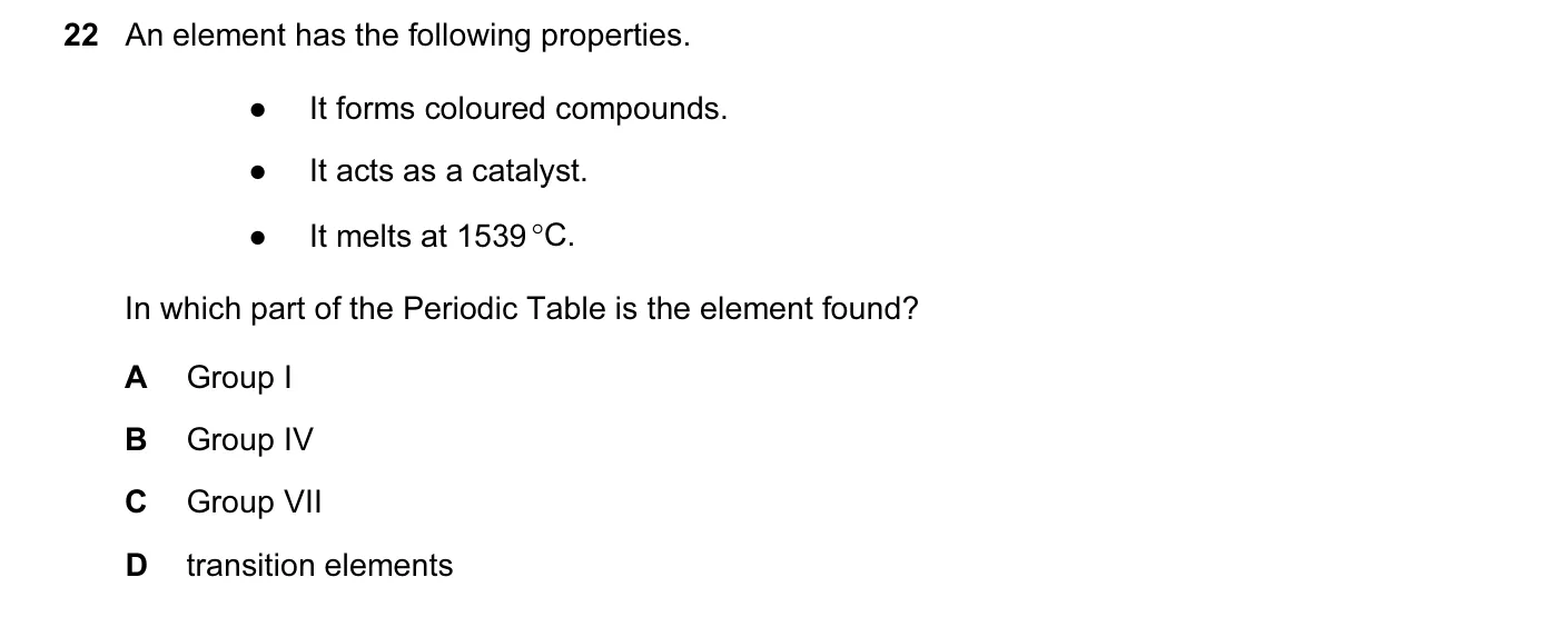 Question 22, November 2011, 0620 Paper 11
