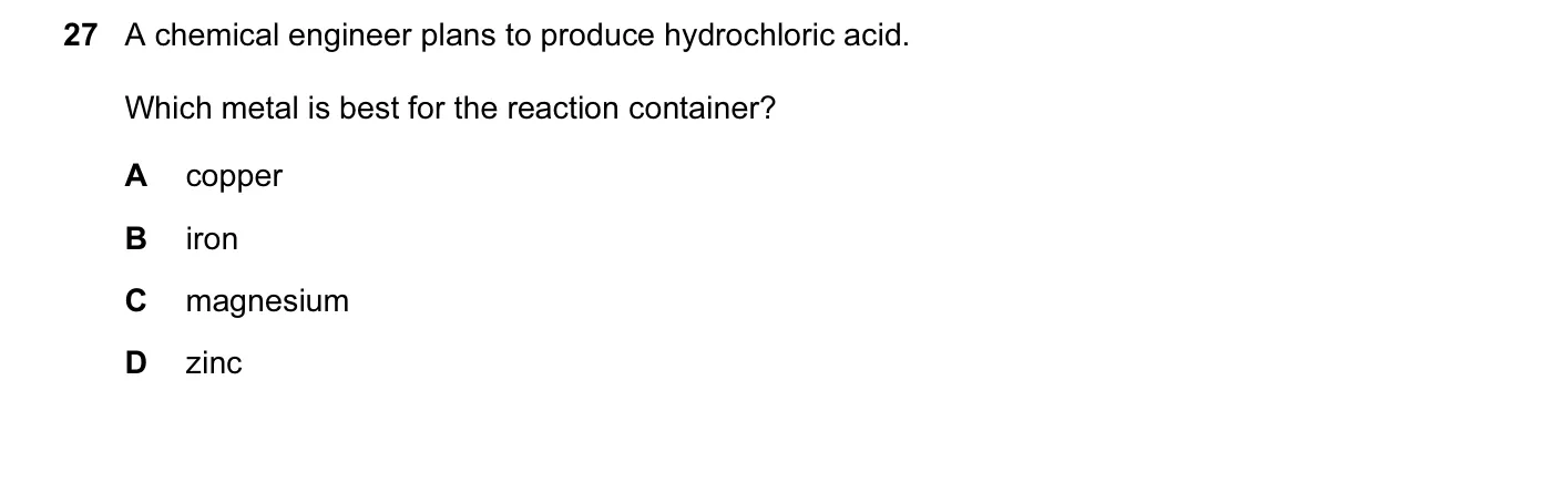 Question 27, November 2011, 0620 Paper 11