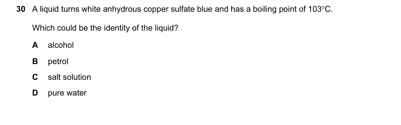 Question 30, November 2011, 0620 Paper 11