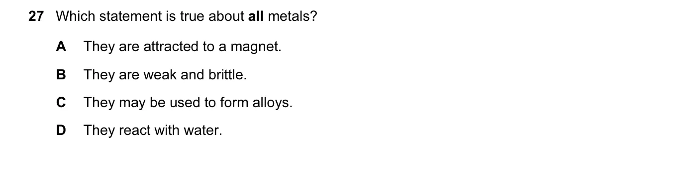Question 27, November 2011, 0620 Paper 12