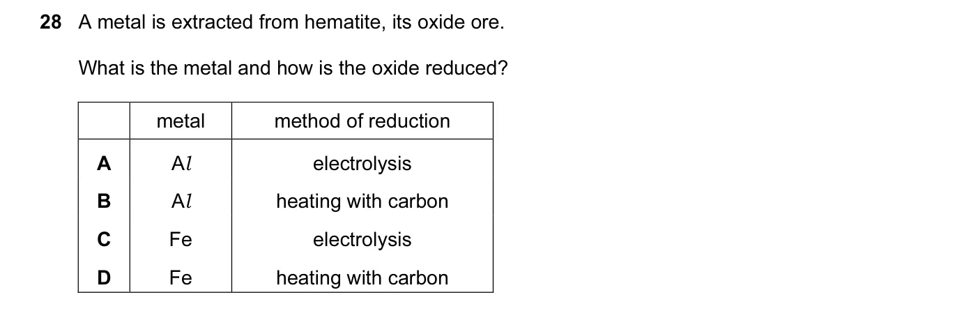 Question 28, November 2011, 0620 Paper 12