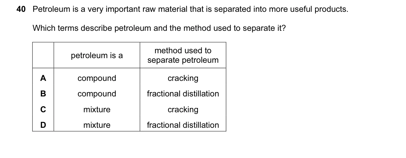 Question 40, November 2011, 0620 Paper 12