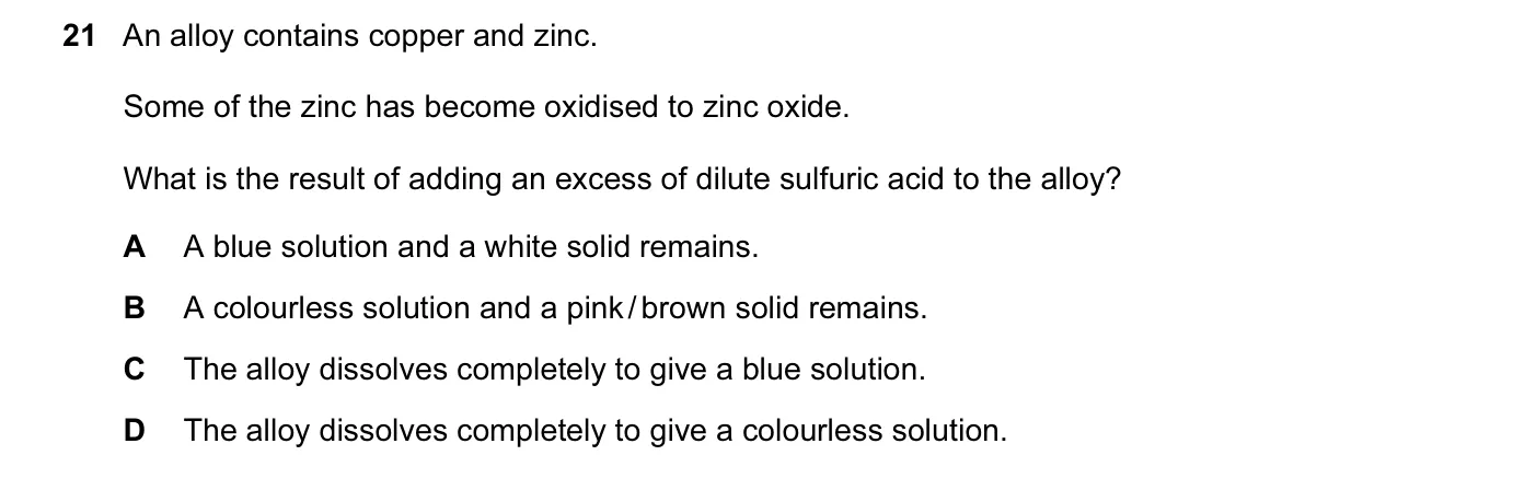 Question 21, November 2011, 0620 Paper 13
