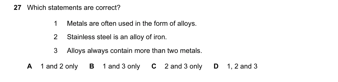 Question 27, November 2011, 0620 Paper 13