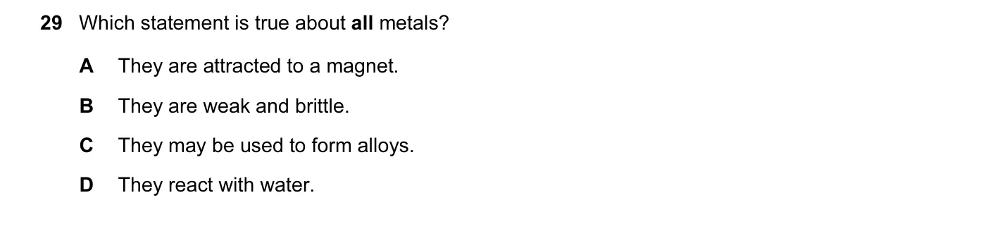 Question 29, November 2011, 0620 Paper 13