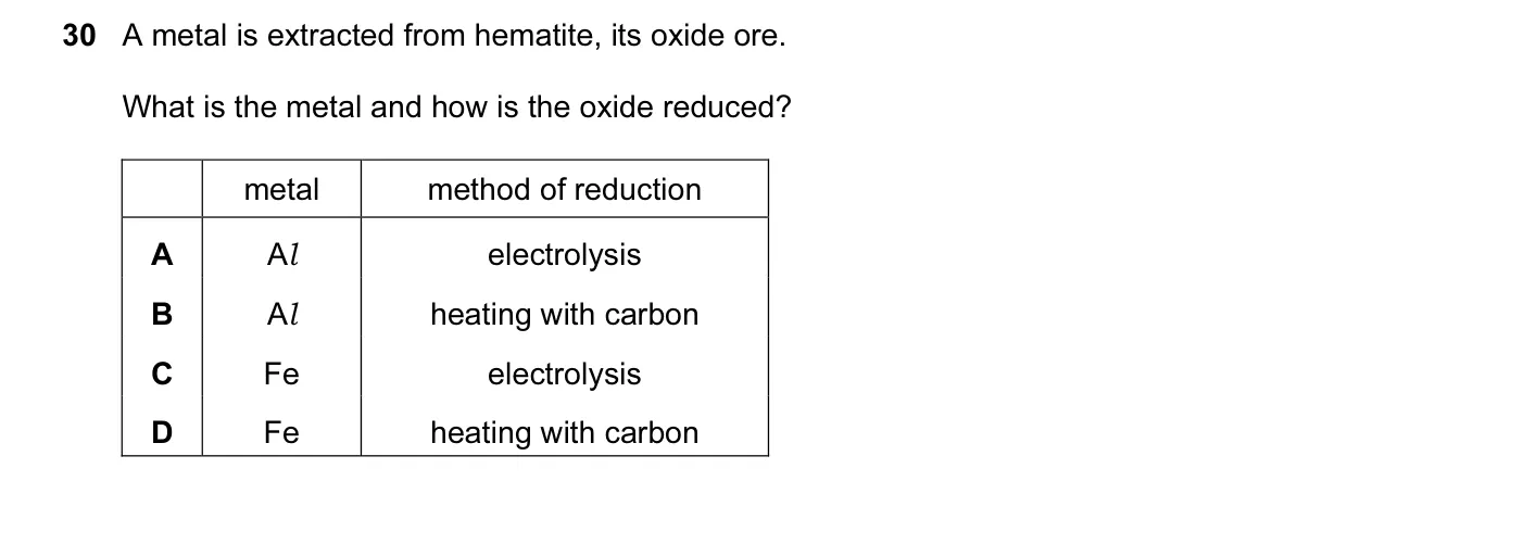 Question 30, November 2011, 0620 Paper 13
