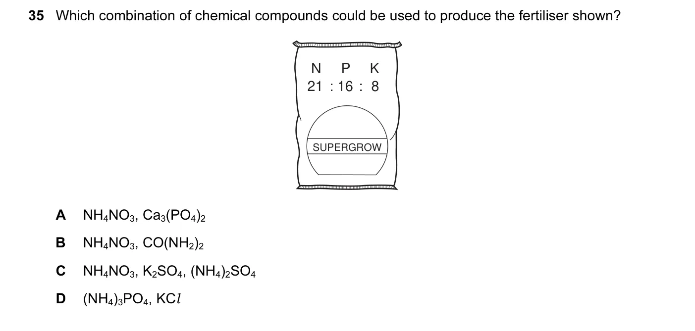 Question 35, November 2011, 0620 Paper 13