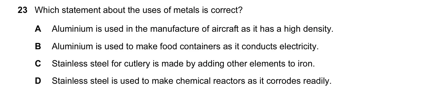 Question 23, June 2012, 0620 Paper 11