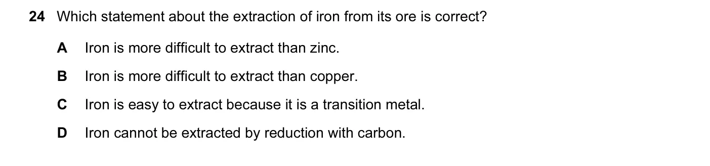 Question 24, June 2012, 0620 Paper 11